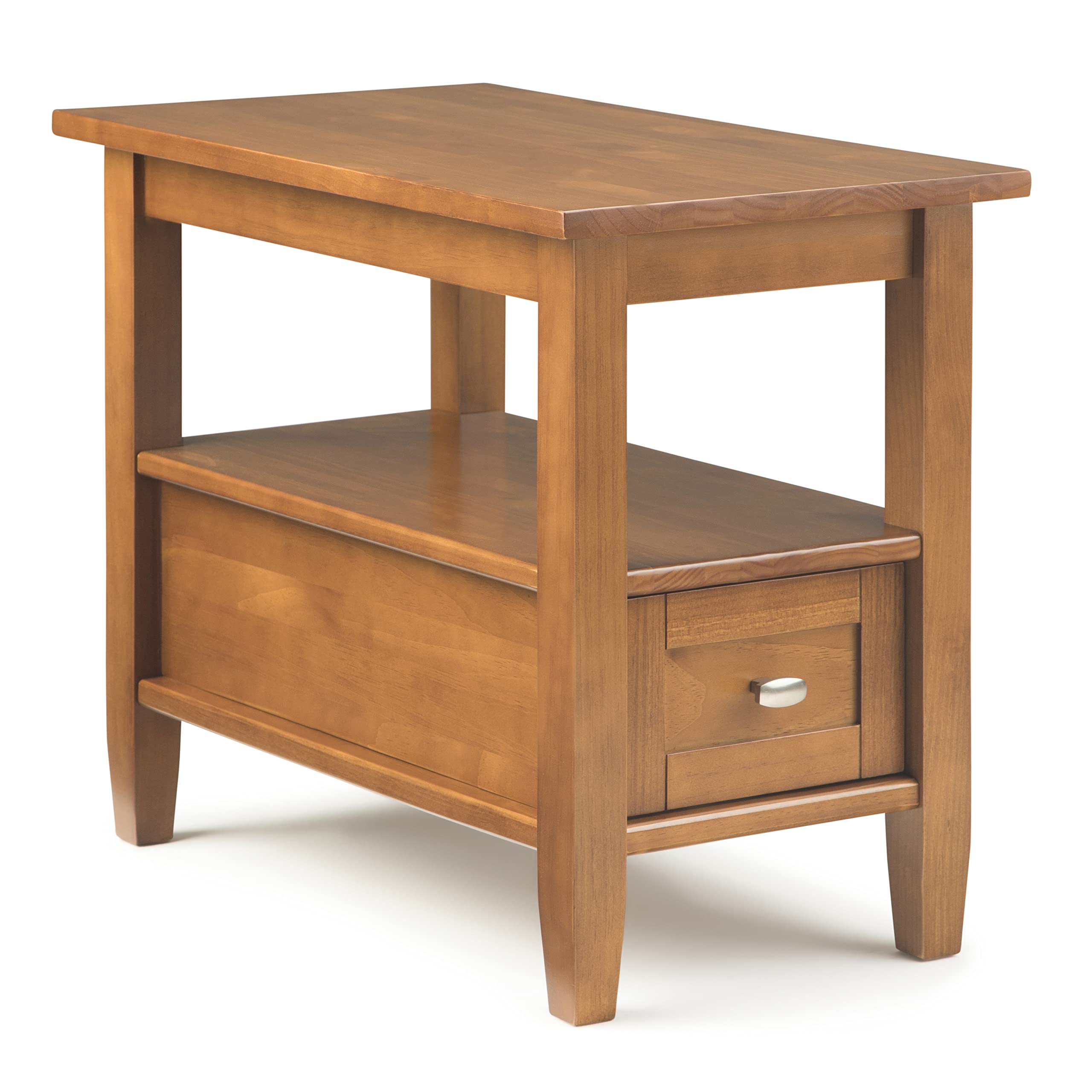 SIMPLIHOME Warm Shaker Solid Wood 20 inch Wide Rectangle Transitional End Side Table in Light Golden Brown for the Living Room and Bedroom