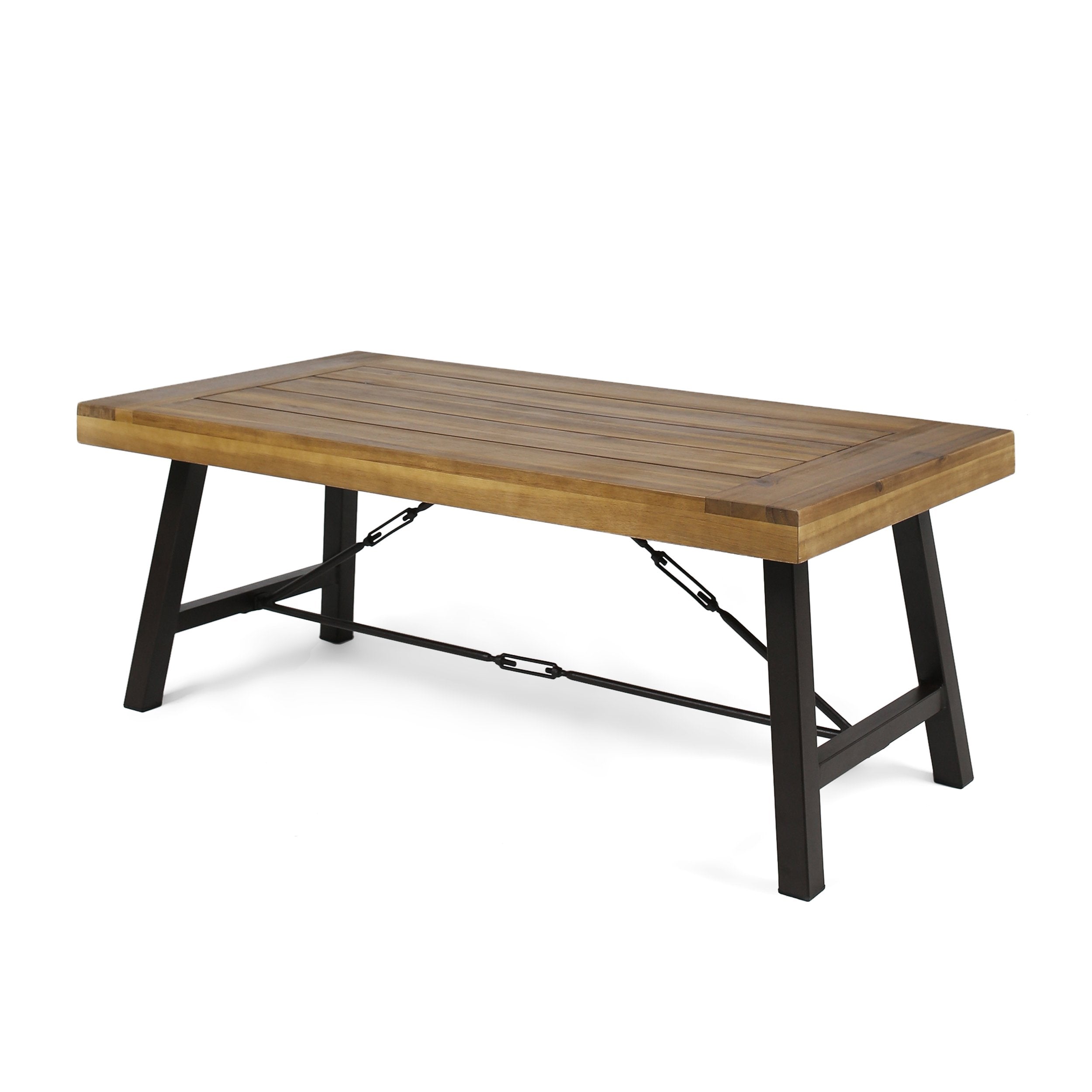 Christopher Knight Home Carlisle Outdoor Acacia Wood Coffee Table, Sandblast/Rustic Metal
