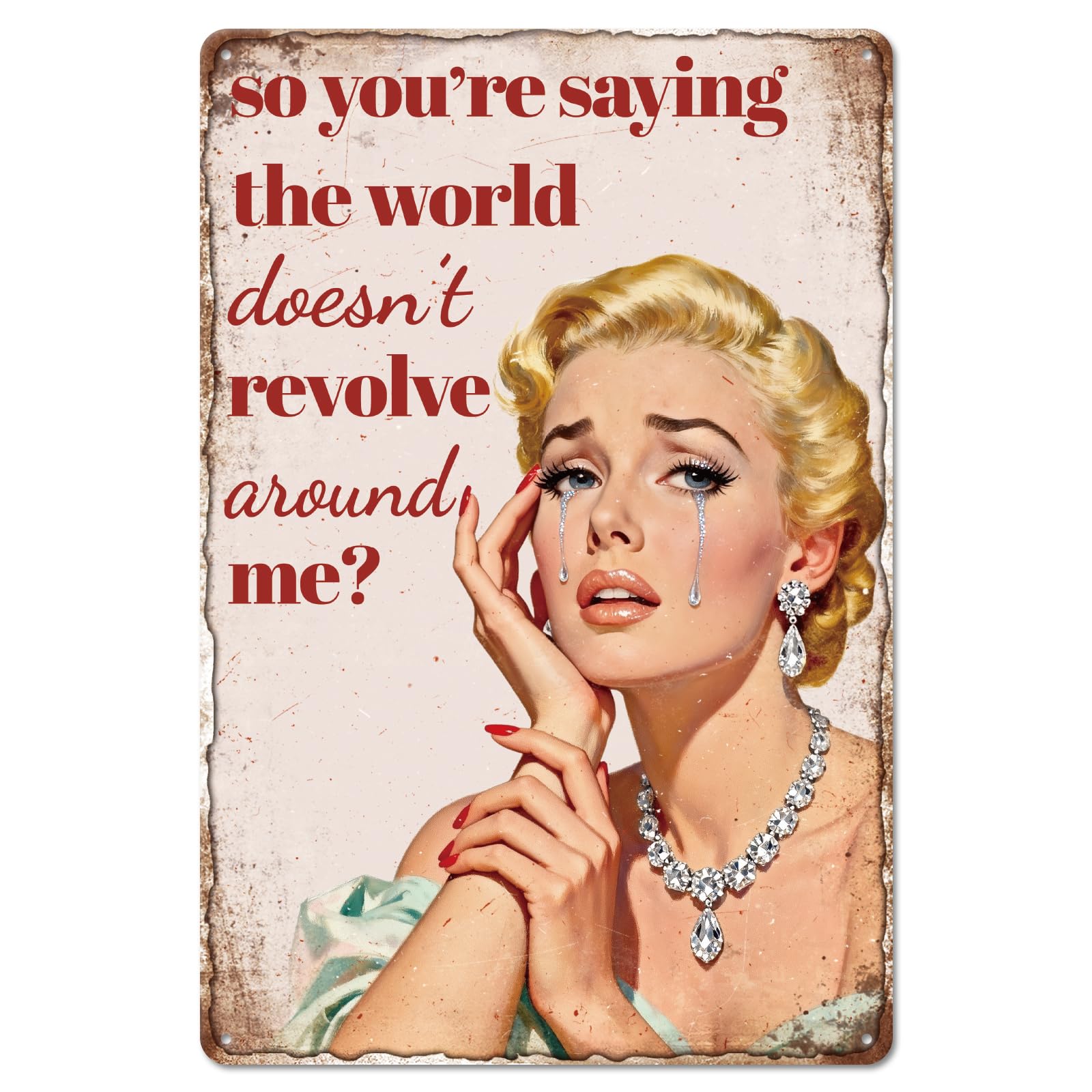GLOBLELAND Vintage Sexy Woman Metal Tin Sign 12x8 inch Pink Pin up Lady Tin Signs Decor Funny Blonde Woman Metal Wall Plaque for Home Room Farmhouse Cafes Office Store Bar Kitchen Garden Decor