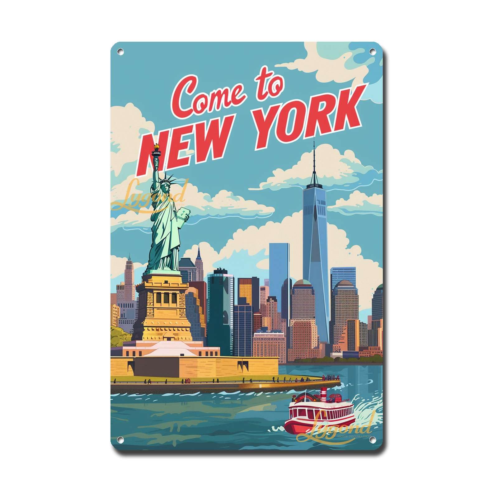 Lygond Metal Sign Tin Sign Vintage Wall Art Come to Chicago Travel Greenhouse Decor for Gift 8×12 Inches