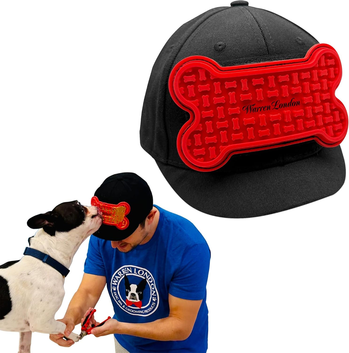Distract-A-Hat ™ by Warren London - Dog Grooming Distraction Lick Hat for Nail Clipping and Grooming – Adjustable Fit with Adhesive Dog Lick Pad, Spreader & Cleaning Brush Included