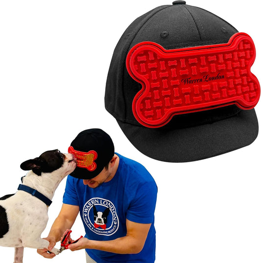 Distract-A-Hat ™ by Warren London - Dog Grooming Distraction Lick Hat for Nail Clipping and Grooming – Adjustable Fit with Adhesive Dog Lick Pad, Spreader & Cleaning Brush Included