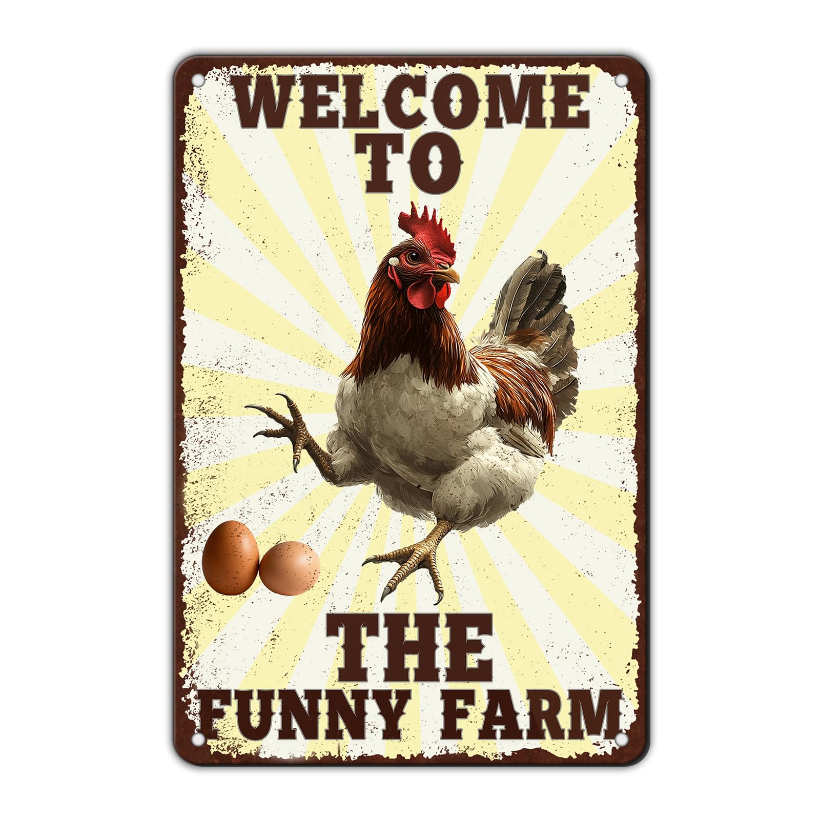 Funny Chicken Signs Welcome To My Kitchen Humorous Cartoon Rooster Cooking Aluminium Sign Metal Chicken Signs Decor Home Ktichen Farm Are Wall 12x8 Inch Vintage Chicken Signs Metal Tin Poster