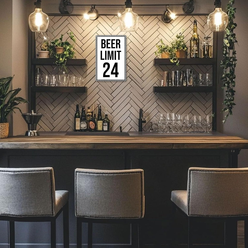 Beer Limit 24 Sign Bar Signs for Home Man Cave Accessories Decor Metal Garage Tin Signs for Men Gifts Basement Bar Sign Wall Art Decorations 8x12 Inch