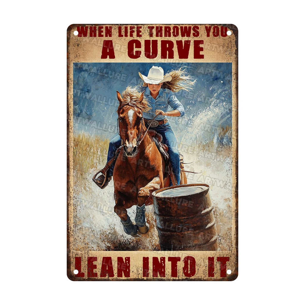 Retro Cowgirl Tin Sign Metal Wall Art Rustic Western Home Decor Wanted Theme 8x12inch