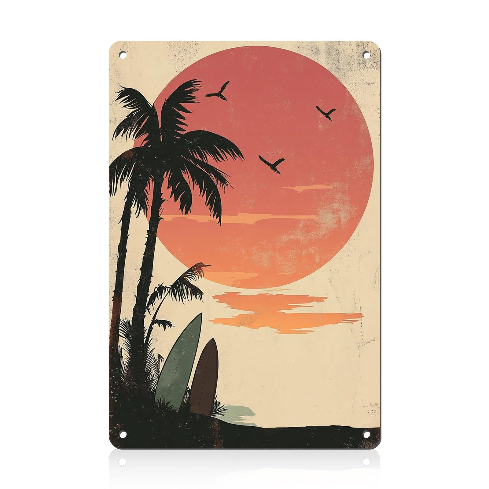 Retro Beach Metal Tin Sign Wall Art Vintage Surf Shack Decor The Beach Is Calling Coastal Home Bar Decor 8x12inch