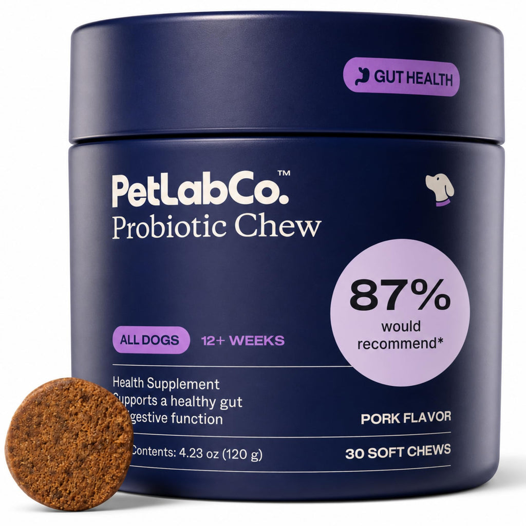 PetLab Co. Probiotics for Dogs, Support Gut Health, Occasional Diarrhea, Digestive Health & Seasonal Allergies - Pork Flavor - 30 Soft Chews - Packaging May Vary