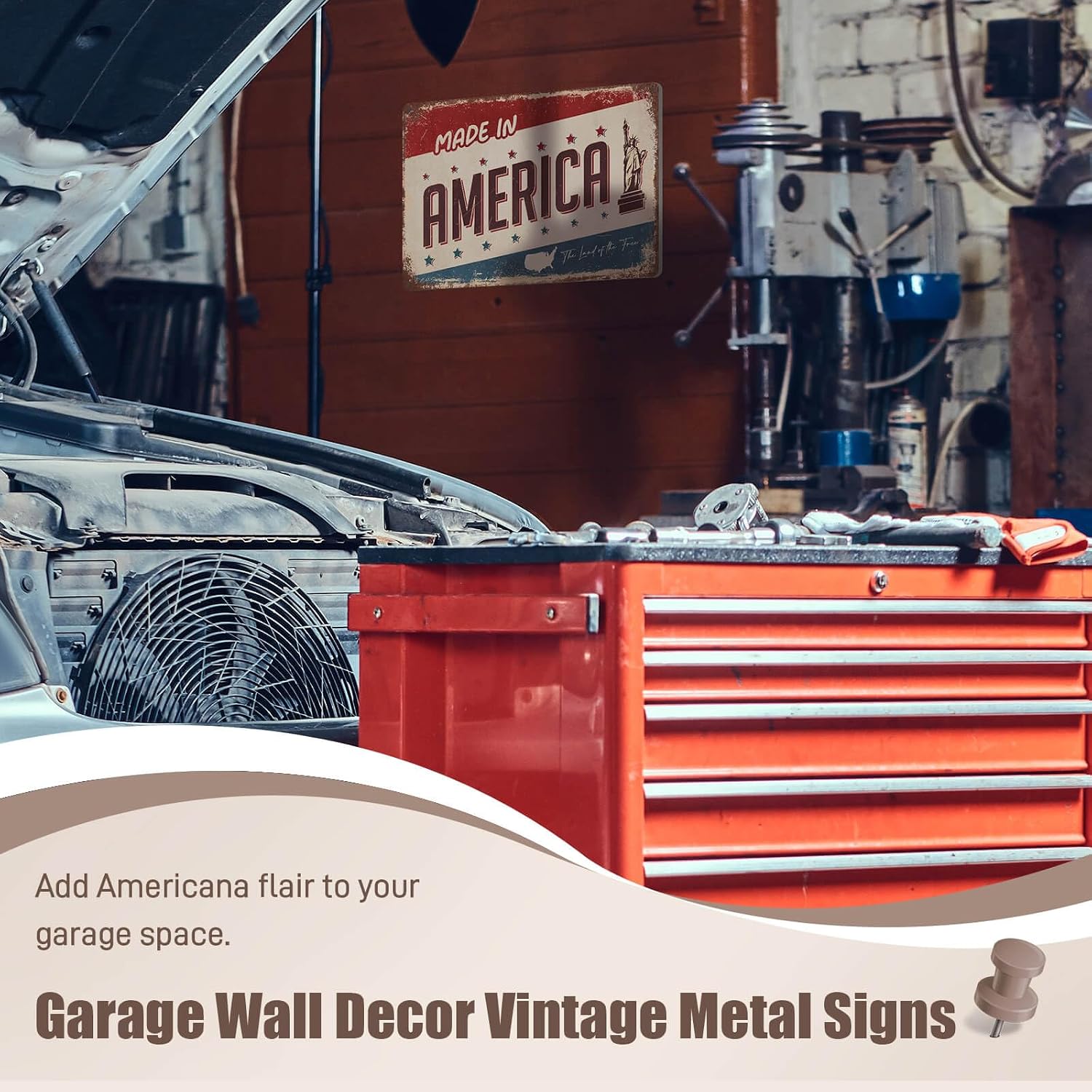 Made in America Tin Signs Vintage Metal Signs Retro Garage Man Cave Shop Decor 12x8 Inch