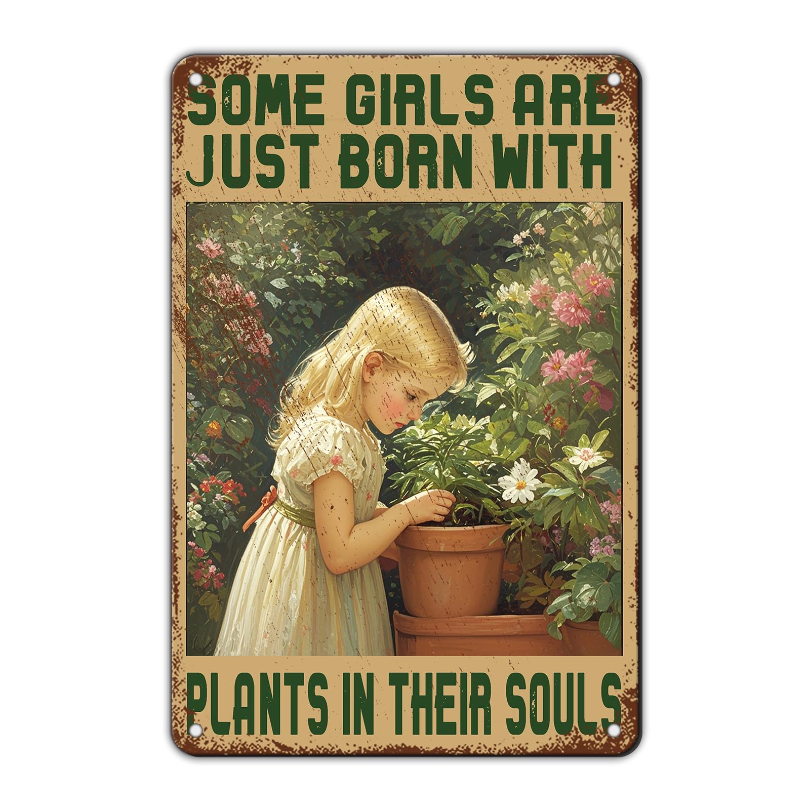 KIYOYO Vintage Tin Metal Sign Poster Grow Positive Thoughts Vintage Poster Flower Head Girl Poster Mental Health Poster Motivational Poster Emotions Poster Vintage Wall Home Decor 8x12 Inch