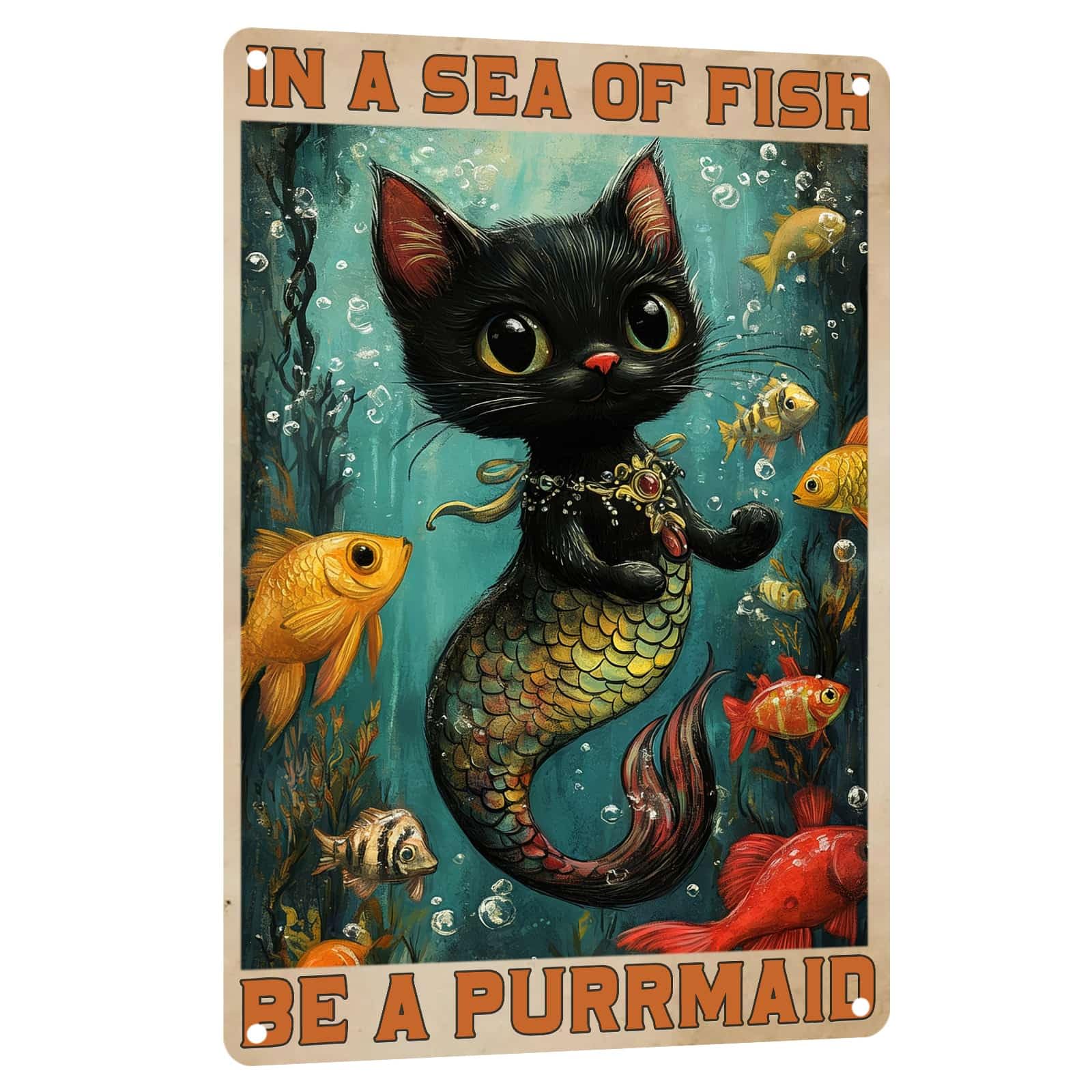 Mermaid Metal Tin Sign Vintage Mermaid Bathroom Decor Wall Art Rustic Funny Bathroom Sign for Home Restroom Washroom Decor 8x12 Inch