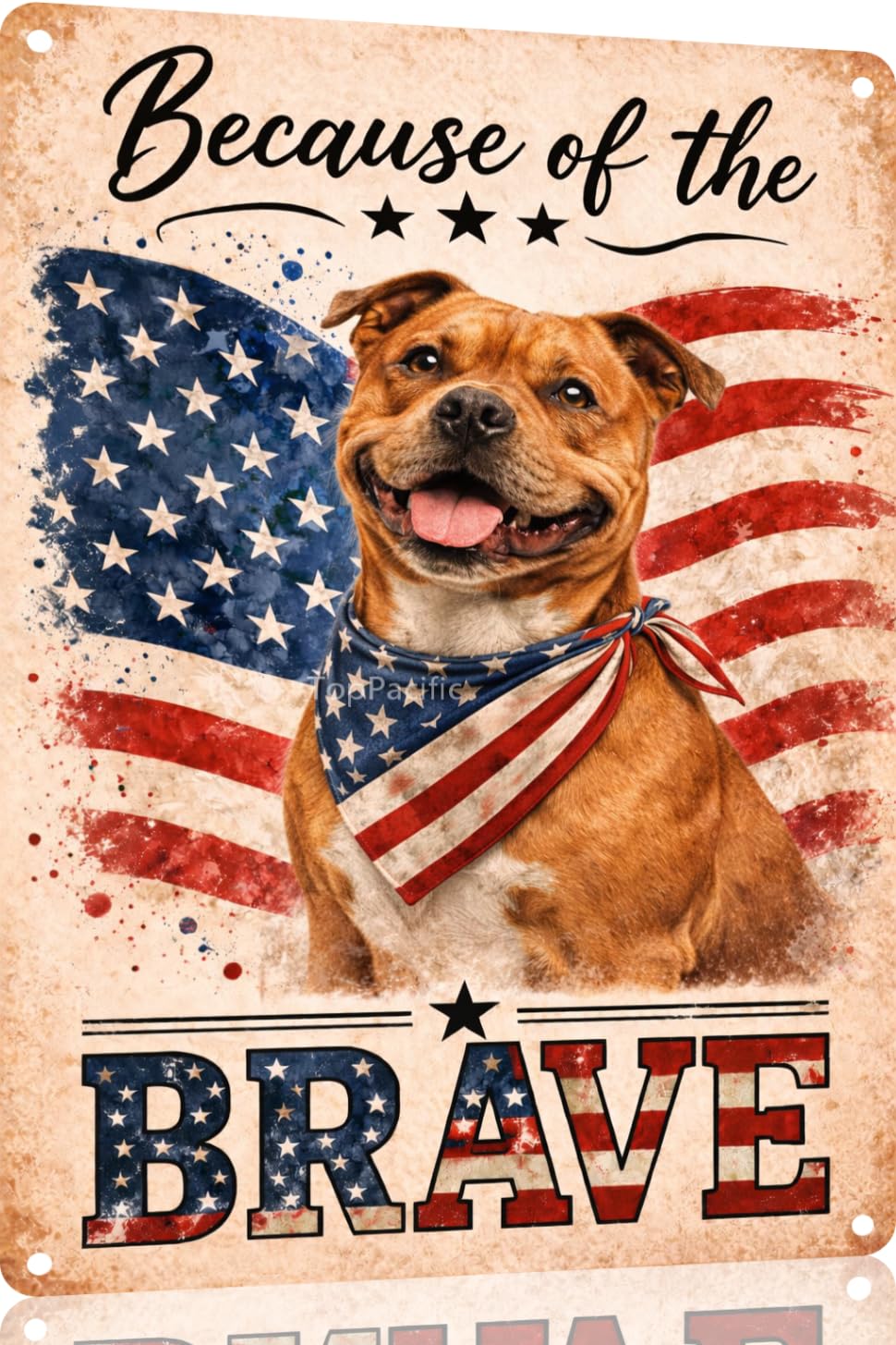 Patriotic Brittany-Spaniel Funny Tin Sign 12x8 Inch Vintage Metal Wall 4th of July Independence Day Art Retro Humor for Bathroom Kitchen Bedroom Room Home Gift Decoration(58978)