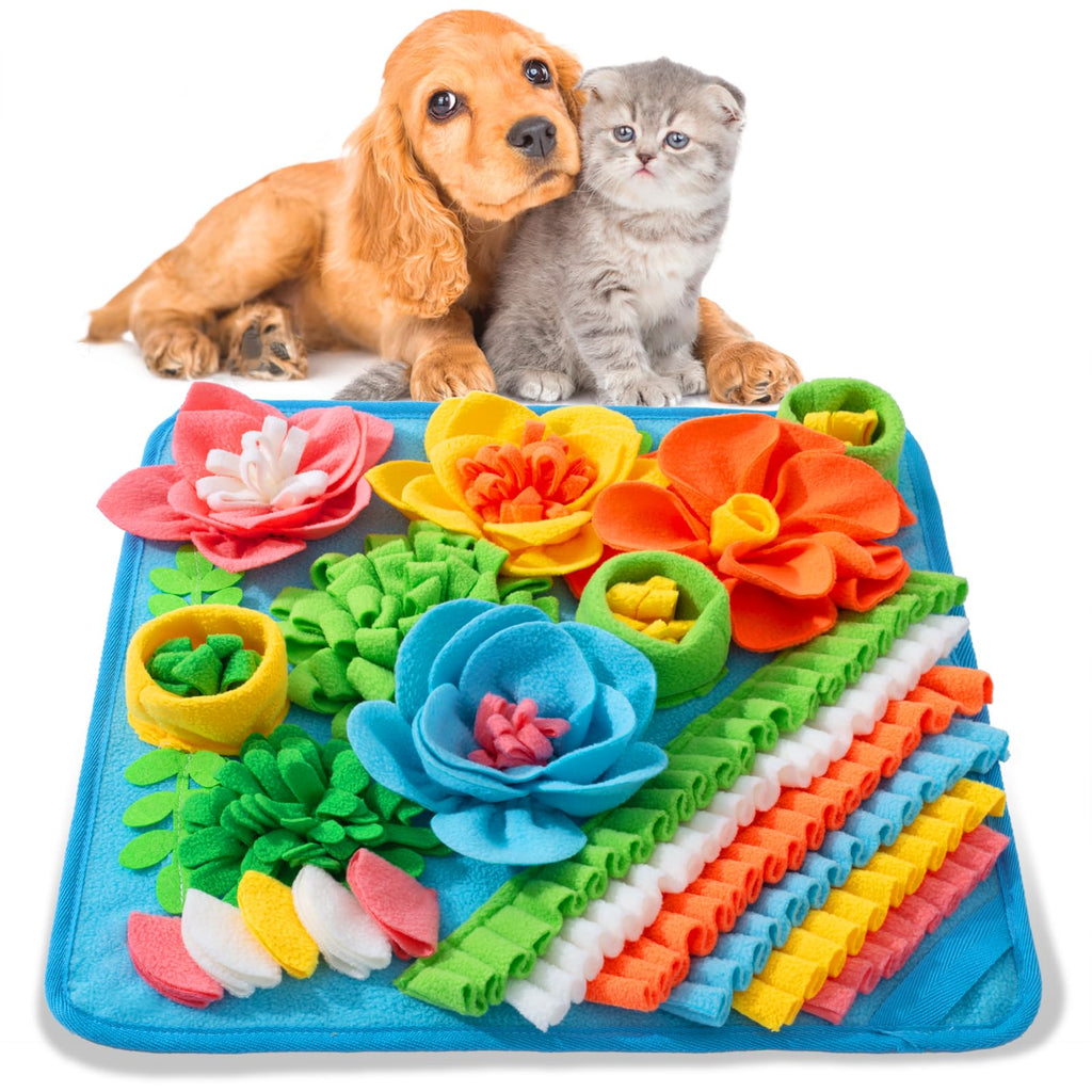 Snuffle Mat for Dogs, Sniff Mat Slow Feeding Mat for Small Pets Cats, Rabbits - Help Stress Relief and Training - Stimulate Your Pet's Foraging Skills! (Brown)