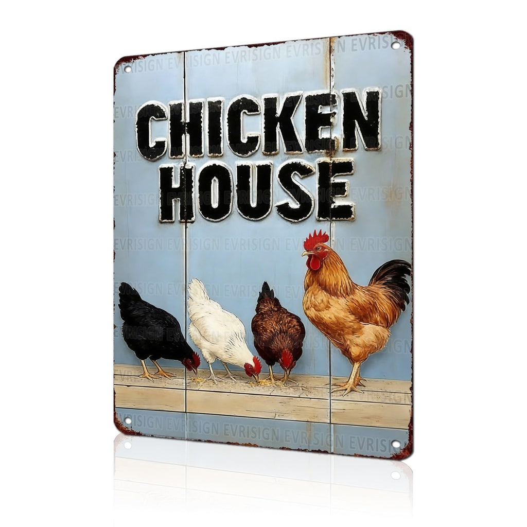 Funny Chicken Faith & Farmhouse Gifts Just A Girl Who Loves Jesus&Chickens Vintage Tin Sign for Farm Kitchen Garden or Cottage Wall 8x12Inch