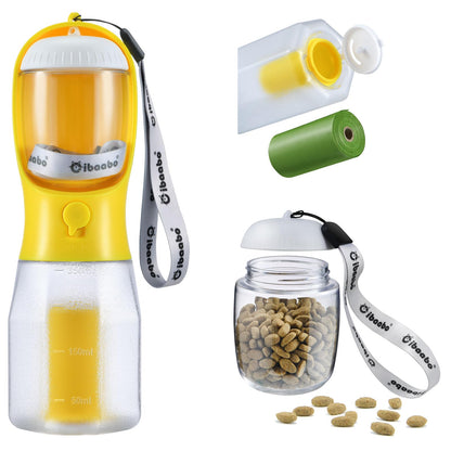 Cibaabo Dog Water Bottle with Food Container & Poop Bag Holder, Travel Water Bowl, Portable Pet Dispenser, Girl Dog Accessories Stuff Items Essentials Gift for Yorkie Chihuahua Walking Hiking