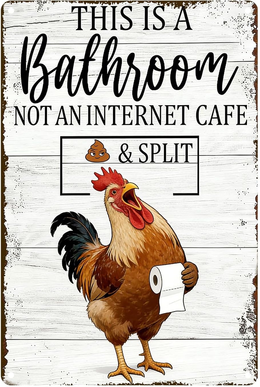 Funny Chicken Metal Tin Sign Bathroom Decor This Is A Bathroom Not An Internet Cafe Signs Retro Posters for Home Restroom Toilet Washroom 8x12inch