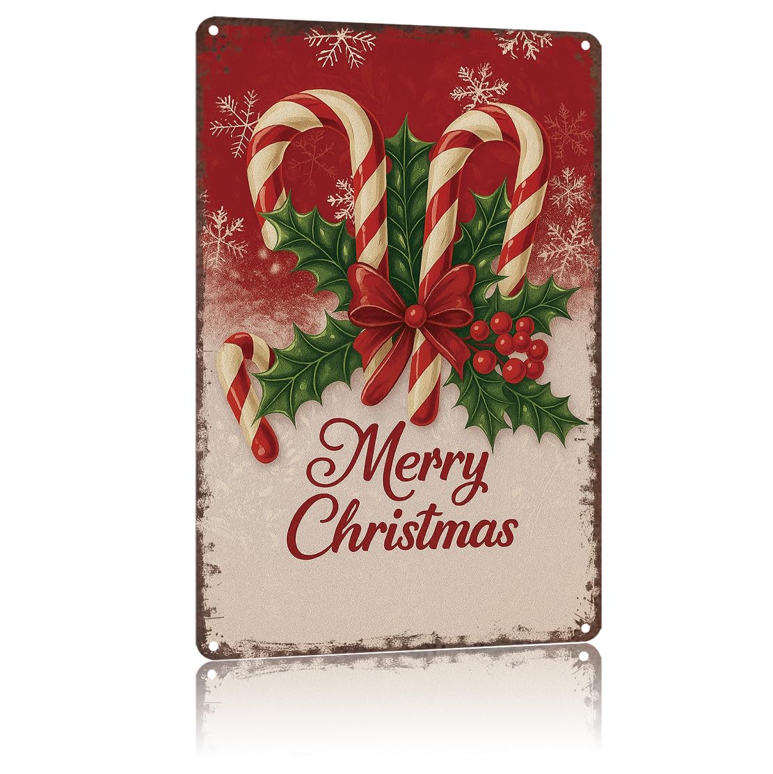 Vintage Christmas Decorations 8x12inch Metal Sign-Weathered Tin Art for Garage Office Wall