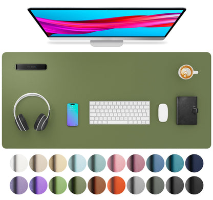 Aothia Non-Slip Waterproof PU Leather Desk Pad Protector for Mouse, Writing Desk, Office, Home, Laptop Blotter, 23.6" x 13.7", Black