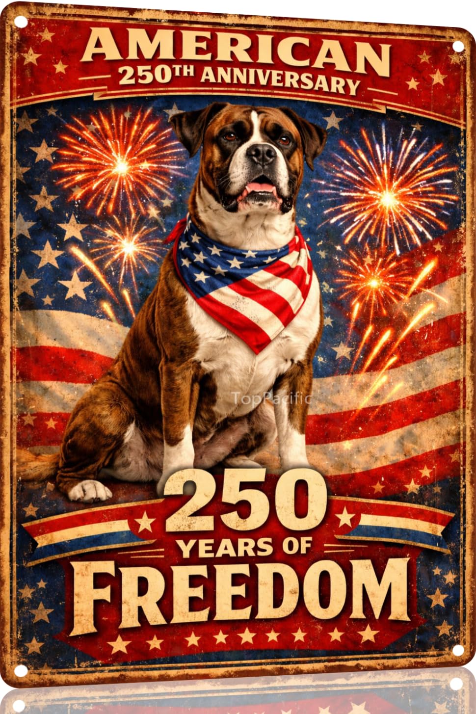 American 250th Anniversary Border Collie Funny Tin Sign 12x8 Inch Independence Day Vintage Metal Wall Art Retro Humor for Kitchen Bedroom Room Home Gift Decoration(59342)