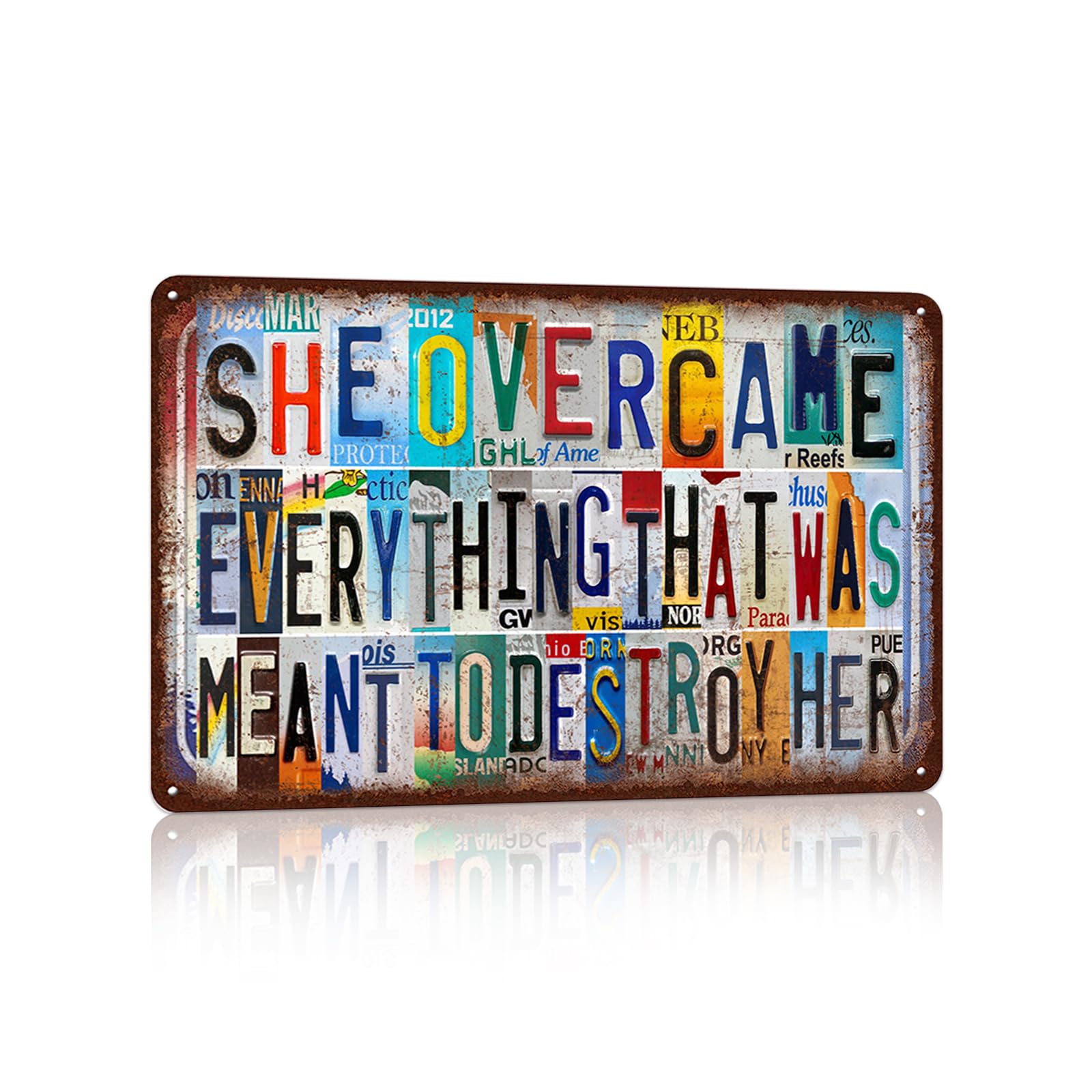 Vintage God Is Within You Wall Decor Biblical Quotation Metal Tin Signs for Bedroom Office Prayer Room,12x8 inch