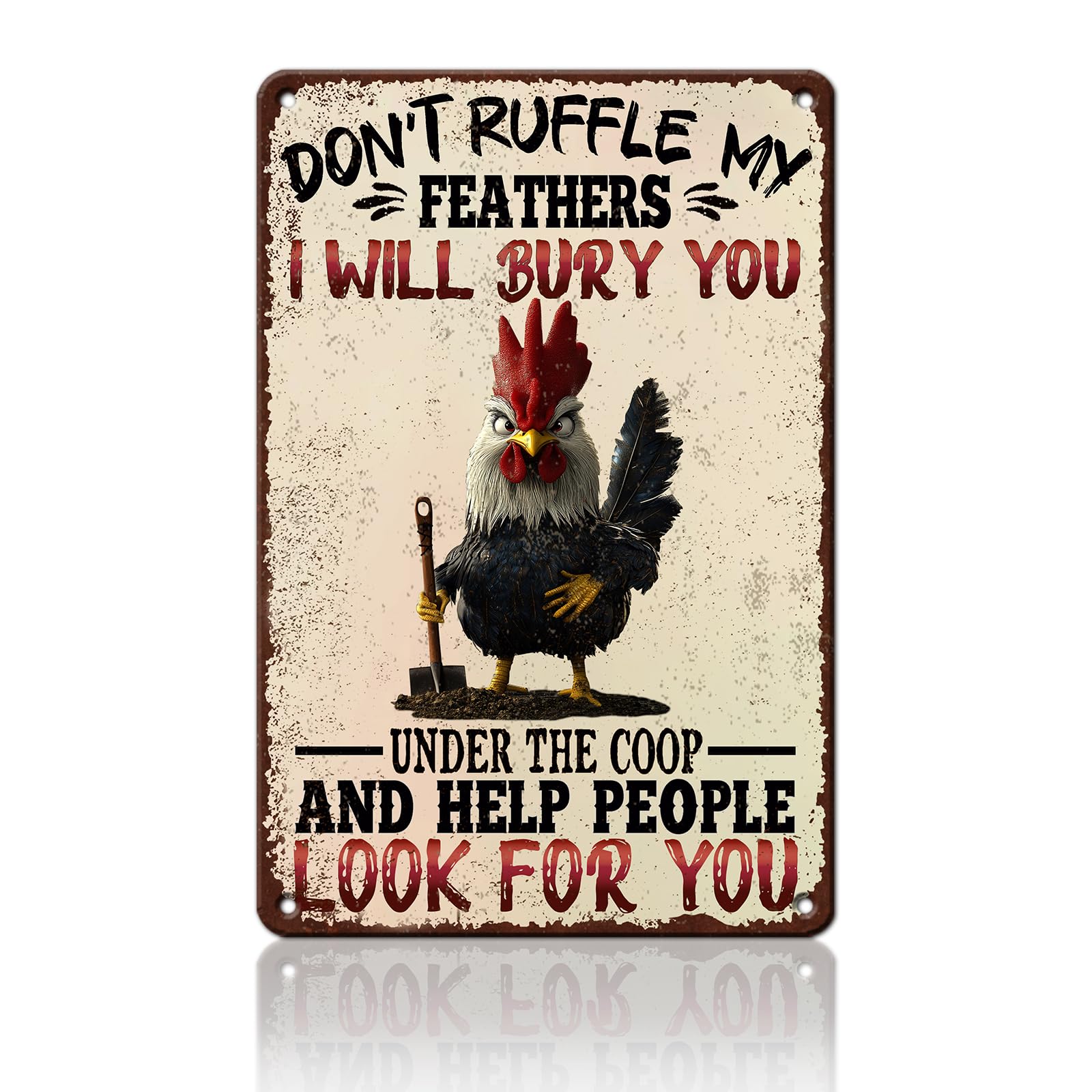 Funny Chicken Signs Welcome To My Kitchen Humorous Cartoon Rooster Cooking Aluminium Sign Metal Chicken Signs Decor Home Ktichen Farm Are Wall 12x8 Inch Vintage Chicken Signs Metal Tin Poster