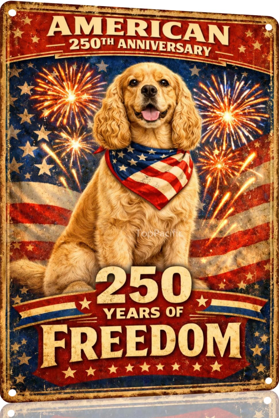 American 250th Anniversary Border Collie Funny Tin Sign 12x8 Inch Independence Day Vintage Metal Wall Art Retro Humor for Kitchen Bedroom Room Home Gift Decoration(59342)