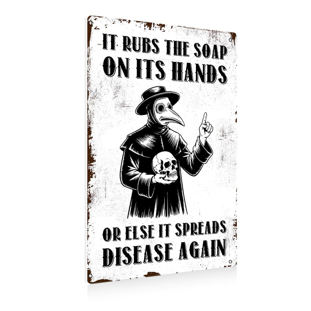 BEASTZHENG Funny Gothic Bathroom Home Decor Metal Tin Sign: Funny "Are You Pooping?" Bathroom Wall Art Decor Sign for Skull Lovers 8 X 12 Inches