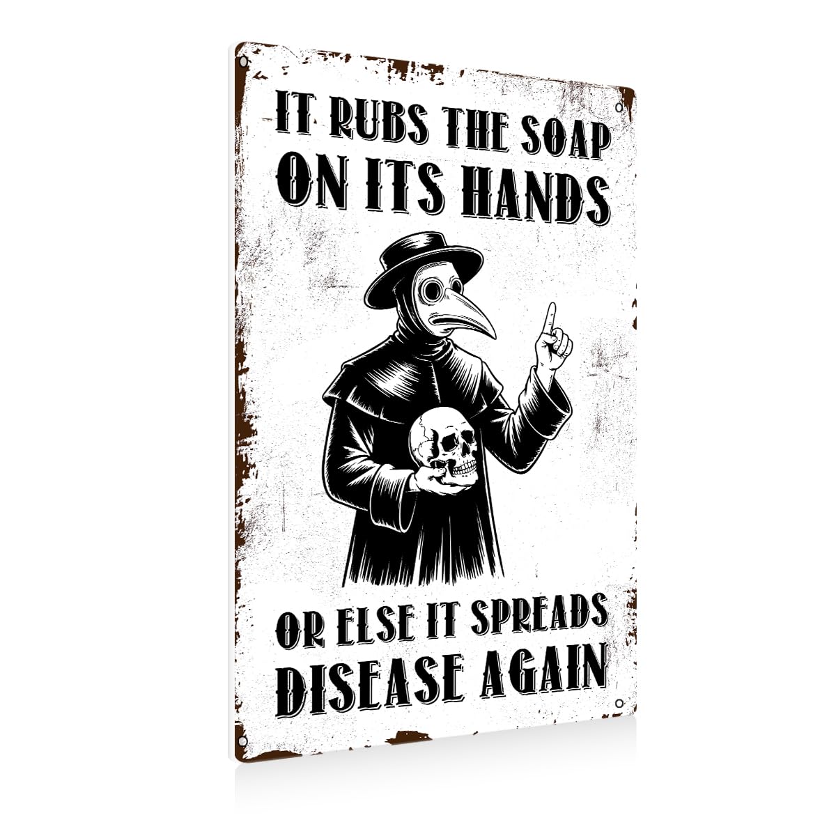 BEASTZHENG Funny Gothic Bathroom Home Decor Metal Tin Sign: Funny "Are You Pooping?" Bathroom Wall Art Decor Sign for Skull Lovers 8 X 12 Inches