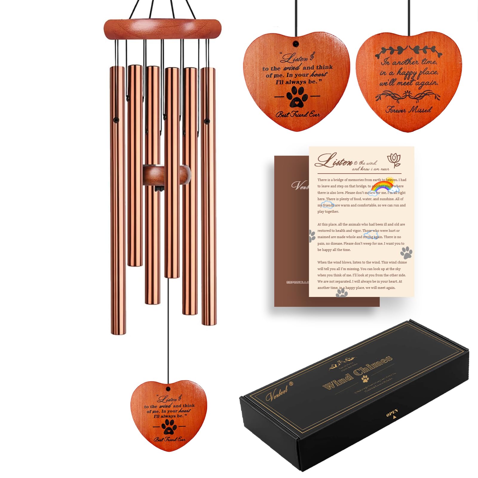 Dog Memorial Gifts, 28" Pet Memorial Wind Chimes, Loss of Dog Sympathy Gift, Pet Loss Passing Away Remembrance Bereavement Gift