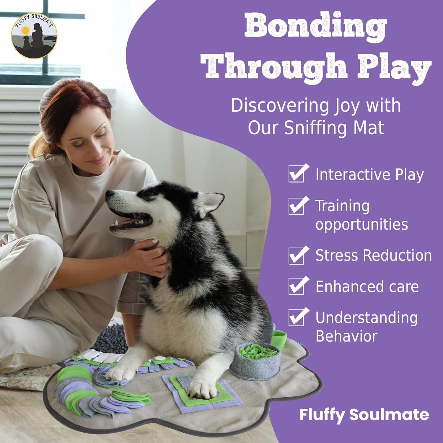Paw Shaped Snuffle mat 29"x29" for Small, Medium, Big Size Dogs, Cats; Interactive Slow Feeding Sniffing mat for Mental Stimulation, Puzzle Toy for Encourages Natural Foraging Skills