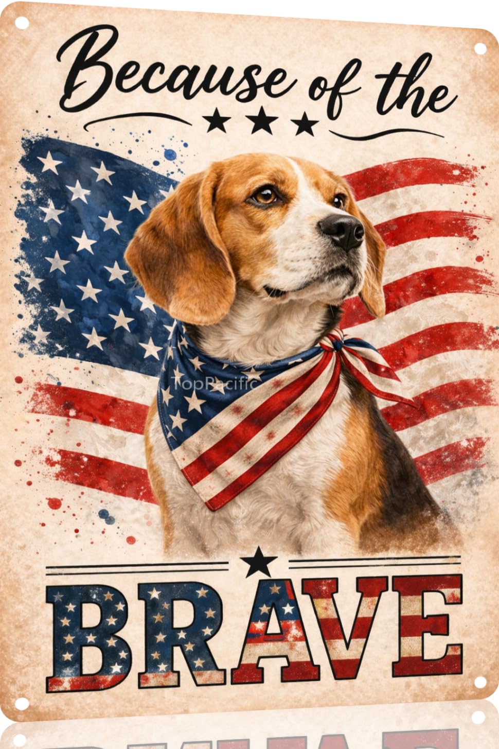 Patriotic Brittany-Spaniel Funny Tin Sign 12x8 Inch Vintage Metal Wall 4th of July Independence Day Art Retro Humor for Bathroom Kitchen Bedroom Room Home Gift Decoration(58978)