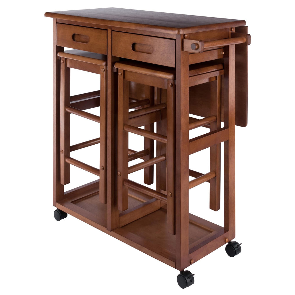 Winsome Suzanne Kitchen Table Set with Stools, 33" in Coffee, Convenient Sturdy Mobile Kitchen & Dining Room Table & Chairs with Storage for Small Spaces, Dorms, Apartments
