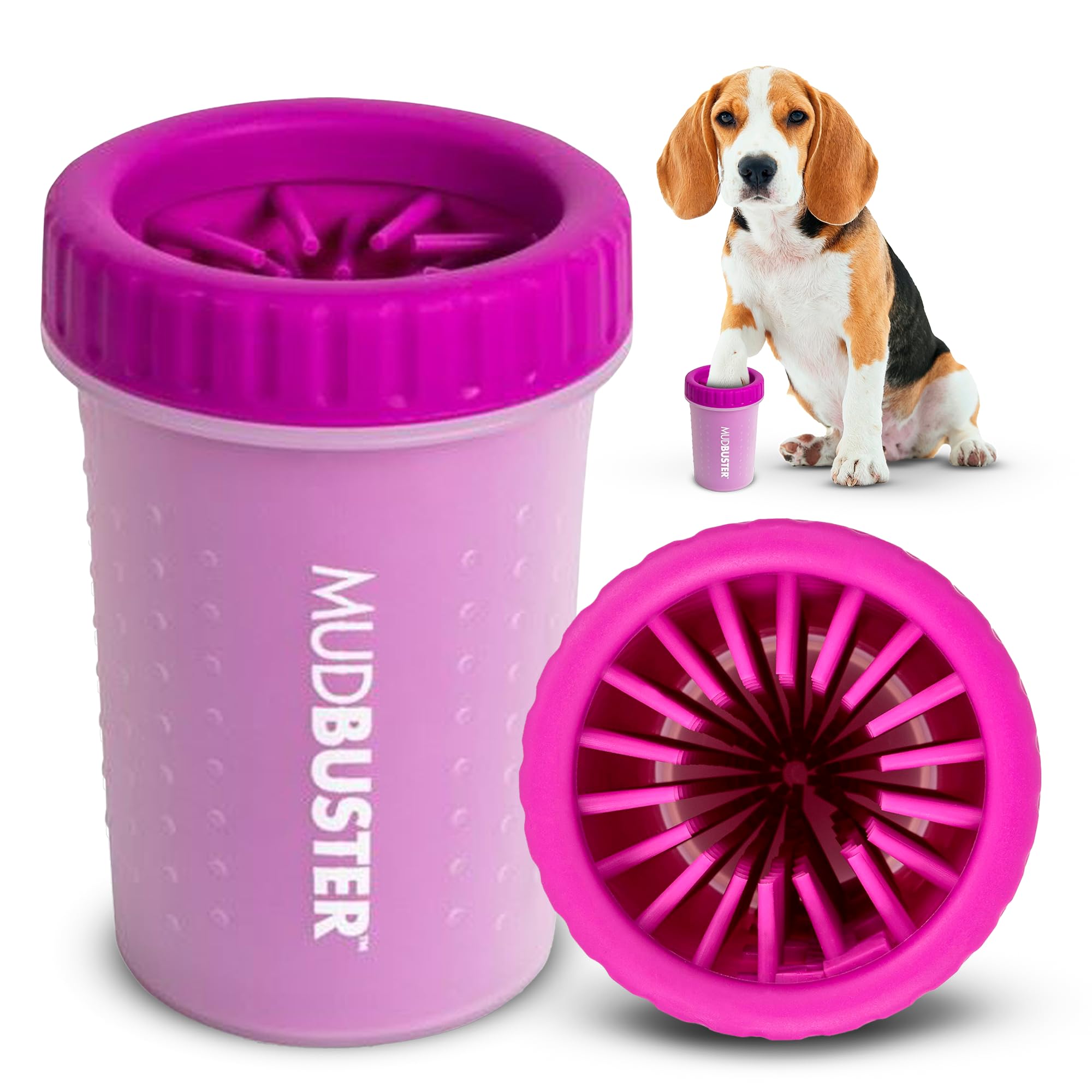 Dexas Pink Medium Dog Paw Cleaner, MudBuster - Premium Quality Pet Supplies and Dog Accessories for Dogs, Easy to Use, Mess Free, BPA Free, Patented Product