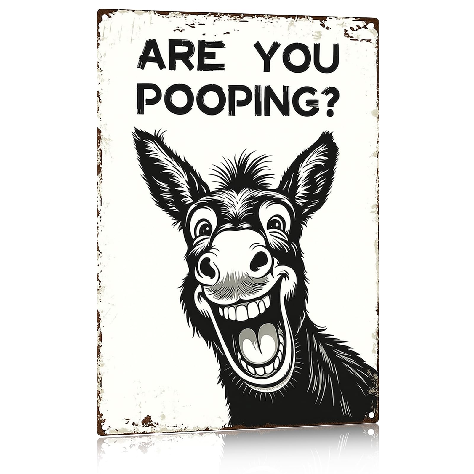Madewell Living Funny Highland Cow Metal Tin Sign, Are You Pooping, Rustic Farmhouse Wall Decor for Bathroom, Western Bathroom Art with Humorous Quote, 8x12 Inch