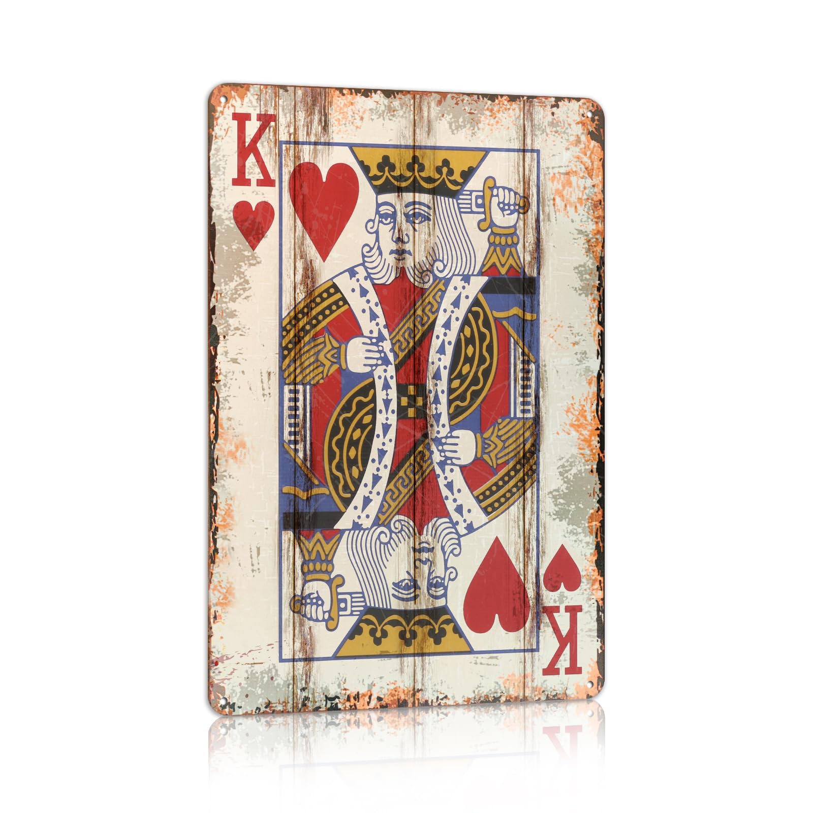 Vintage Poker Metal Sign Red Joker Tin Sign Playing Card Wall Sign Man Cave Home Wall Decor 12 x 8 Inch