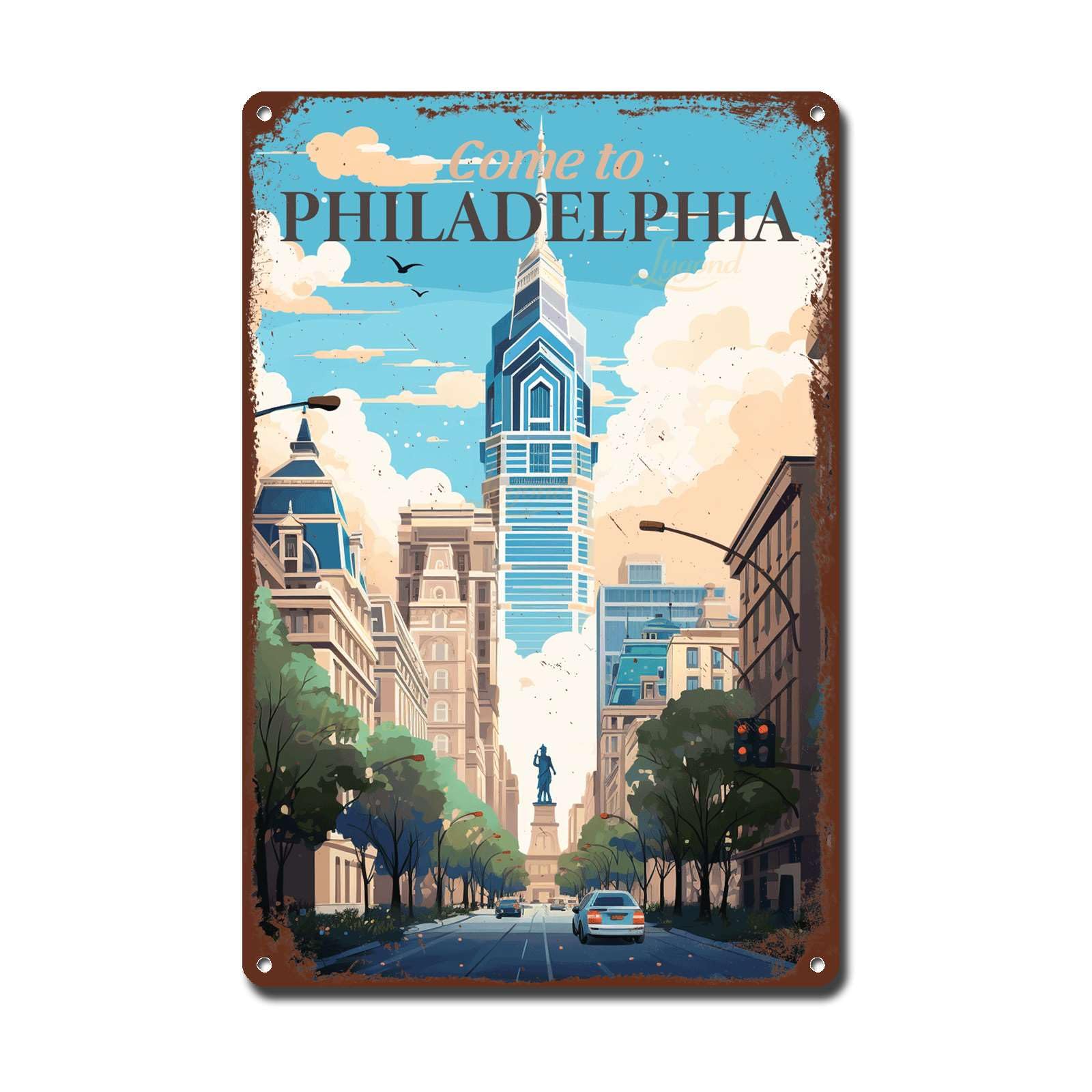 Lygond Metal Sign Tin Sign Vintage Wall Art Come to Chicago Travel Greenhouse Decor for Gift 8×12 Inches