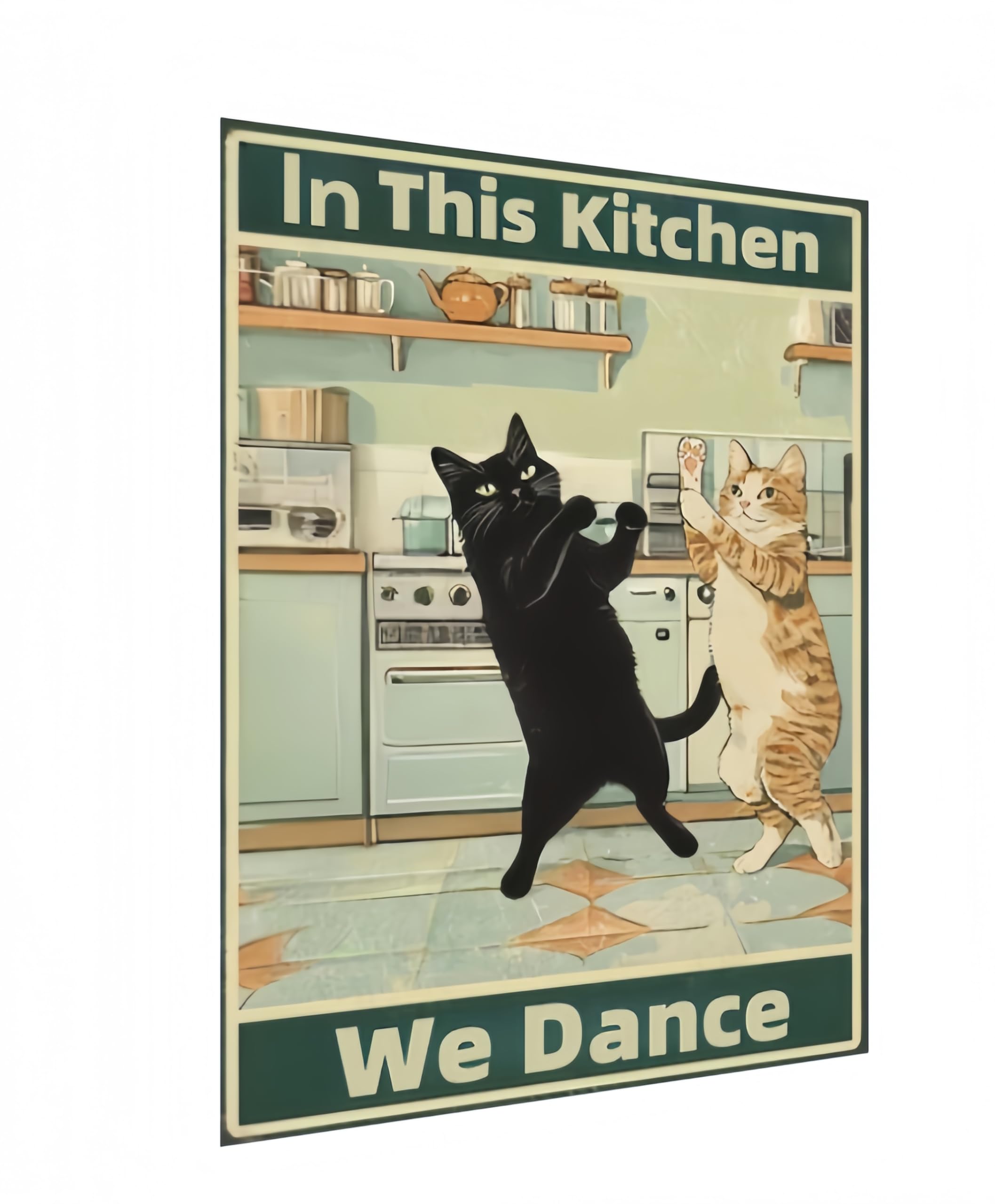 Vintage Tin Metal Sign - Funny Bathroom Black and White Cat Wall Art for Bathroom or Toilet for Home or Office, 12x8 Inch