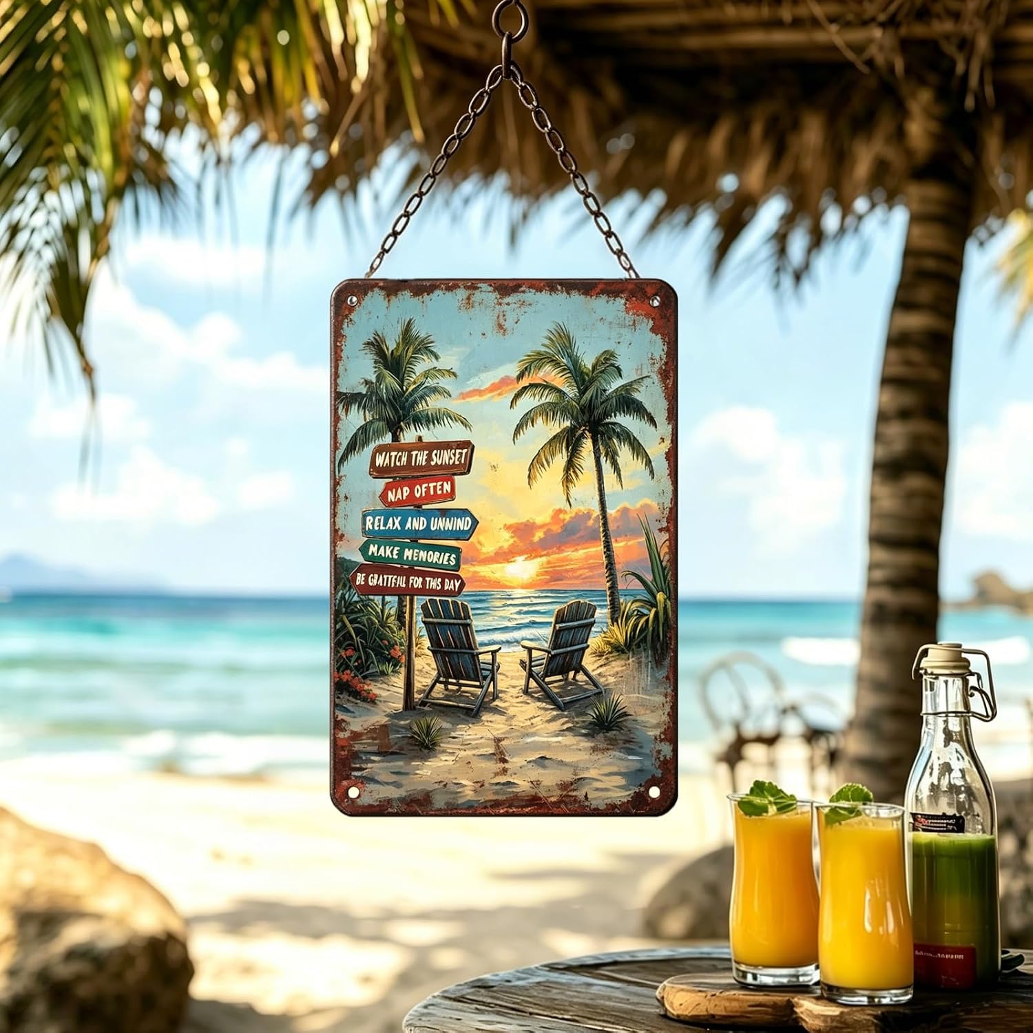Vintage Beach Room Metal Sign Beach Themed Room Surfboard Wall Decor For Home Bedroom Outdoor Office Surf Tin Poster 12x8 Inch