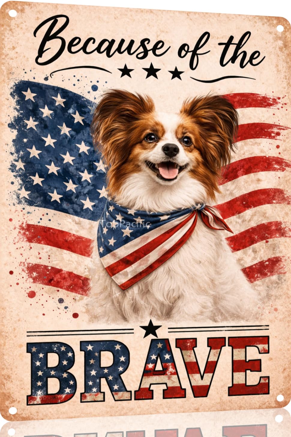 Patriotic Brittany-Spaniel Funny Tin Sign 12x8 Inch Vintage Metal Wall 4th of July Independence Day Art Retro Humor for Bathroom Kitchen Bedroom Room Home Gift Decoration(58978)