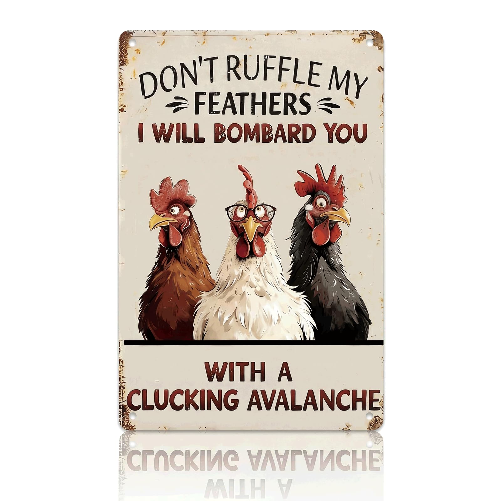 Christian Chicken Tin Sign Bible Verse 8x12 Inch, Watercolor Rooster “God Says You Are” Metal Wall Decor, Religious Encouragement Gift for Farmhouse, Kitchen, Garden, Coop and Chicken Lovers