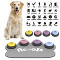 Acools Dog Buttons for Communication, 4 Dog Talking Button Set, Speaking Buttons for Cats and Dogs, 30s Voice Recordable Pet Training Buzzer with Waterproof Dog Activity Mat and 48 Scene Stickers