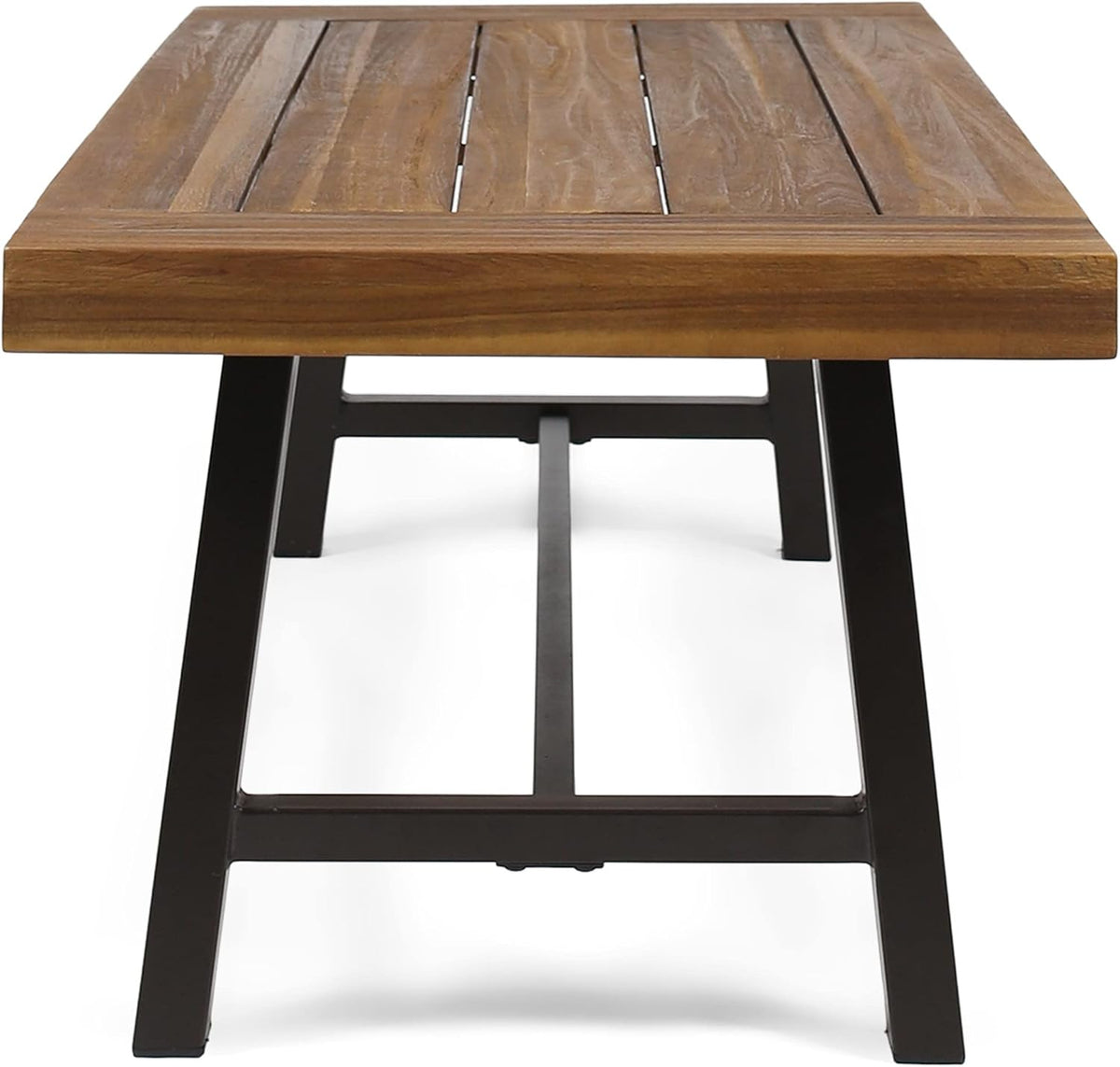 Christopher Knight Home Carlisle Outdoor Acacia Wood Coffee Table, Sandblast/Rustic Metal
