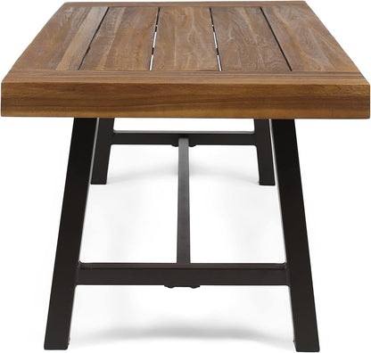 Christopher Knight Home Carlisle Outdoor Acacia Wood Coffee Table, Sandblast/Rustic Metal