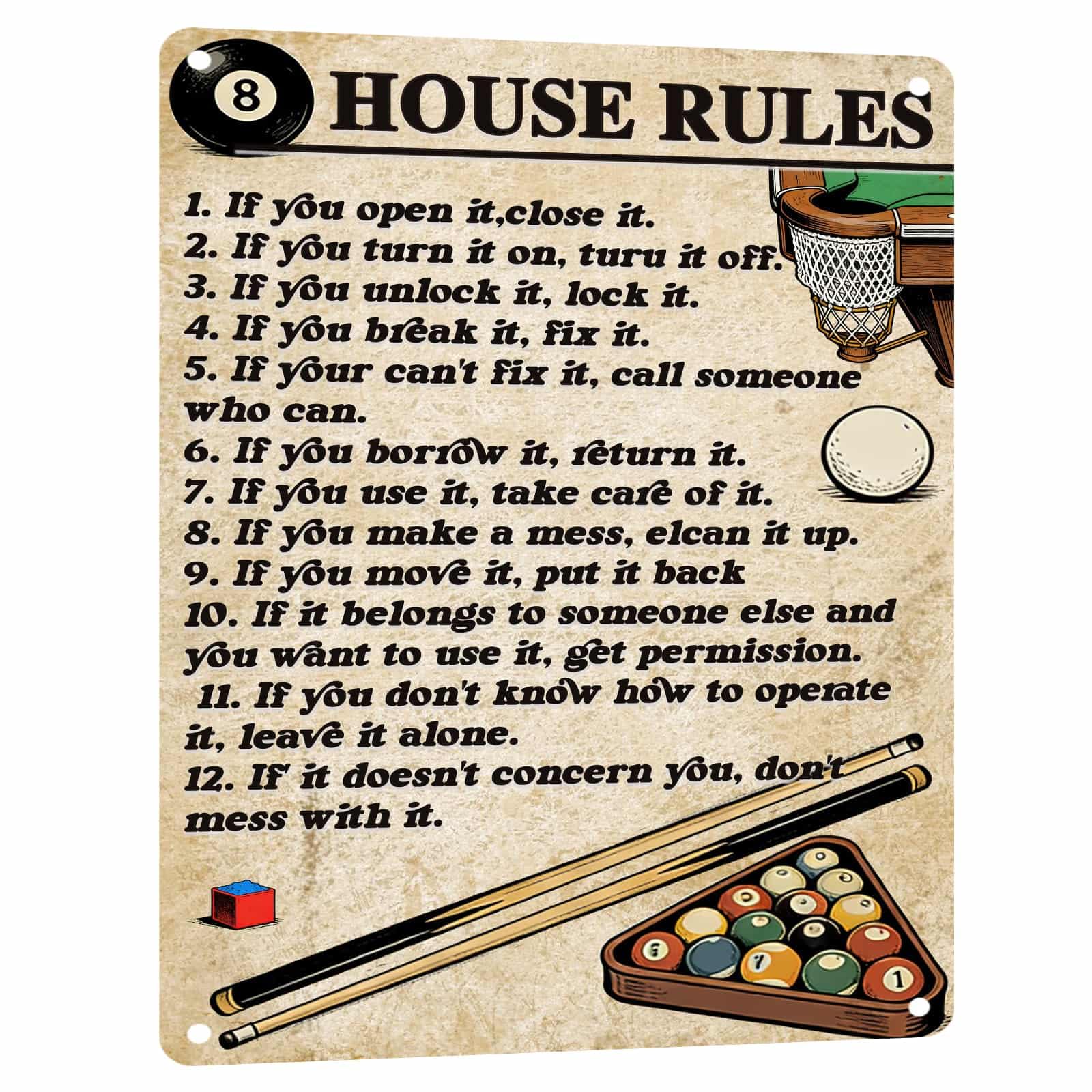 Billiards Metal Sign Less Talk More Chalk Billiards Vintage Art Wall Decor Funny Pool Decor for Man Cave Game Room Bar Garage Billiard Room 8x12 Inch