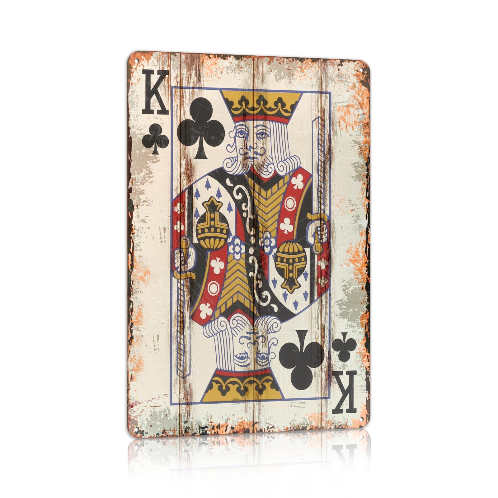 Vintage Poker Metal Sign Red Joker Tin Sign Playing Card Wall Sign Man Cave Home Wall Decor 12 x 8 Inch