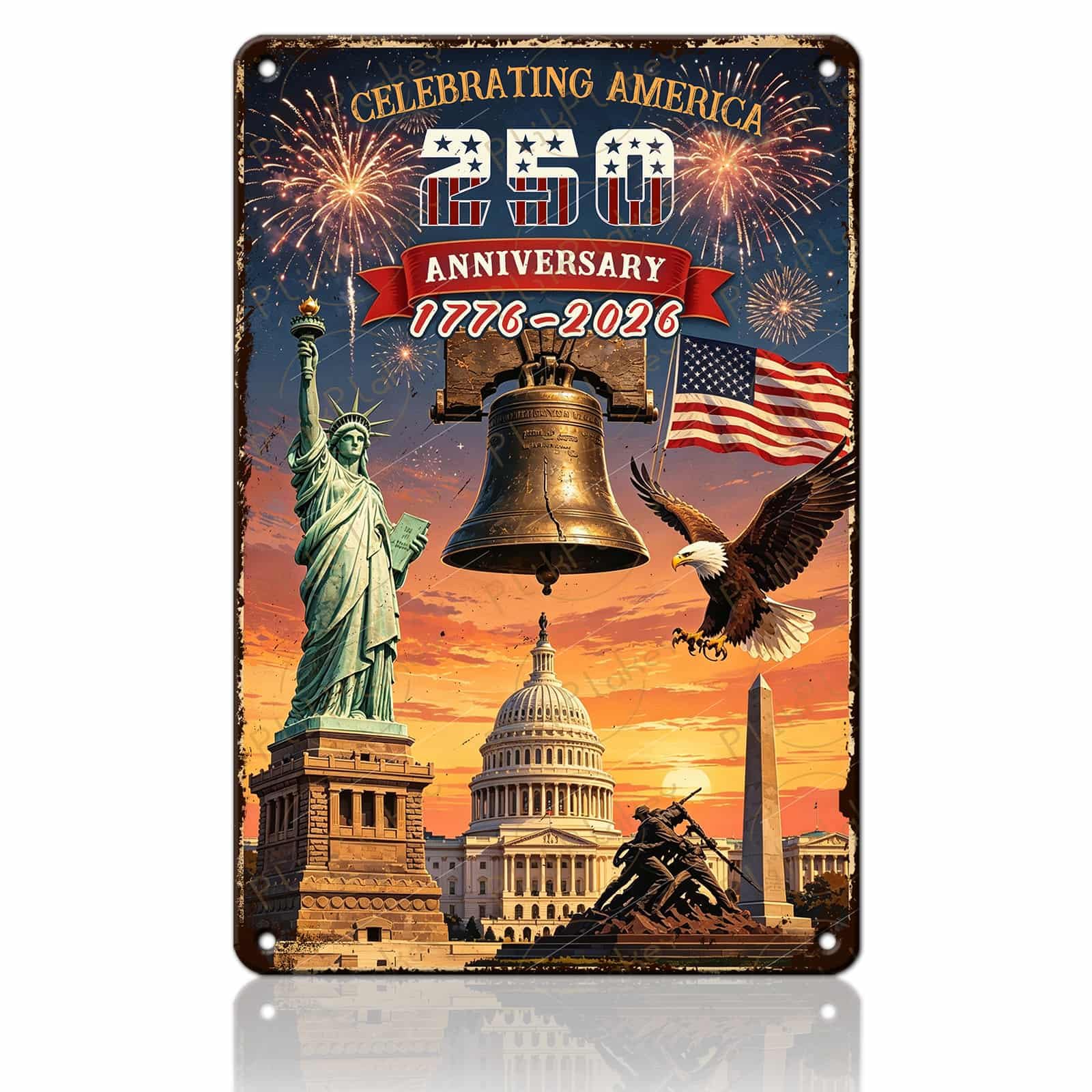 Patriotic 4th of July Tin Sign Happy Independence Day Popsicle Wall Art Vintage Retro Home Decor for Bar Living Room Bedroom Cafe Decoration 12x8 Inch