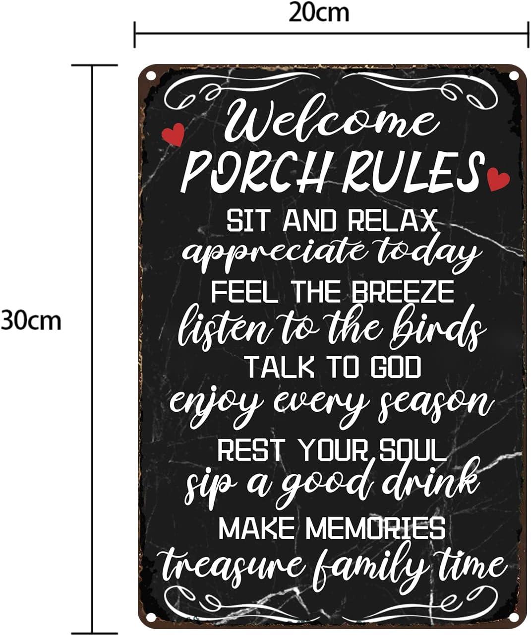 Vintage Welcome Patio Rules Sign Metal Tin Sign Wall Art Decor - Retro Farmhouse Signs Outdoor Decor Gift for Women Men Friends - 8x12 Inch