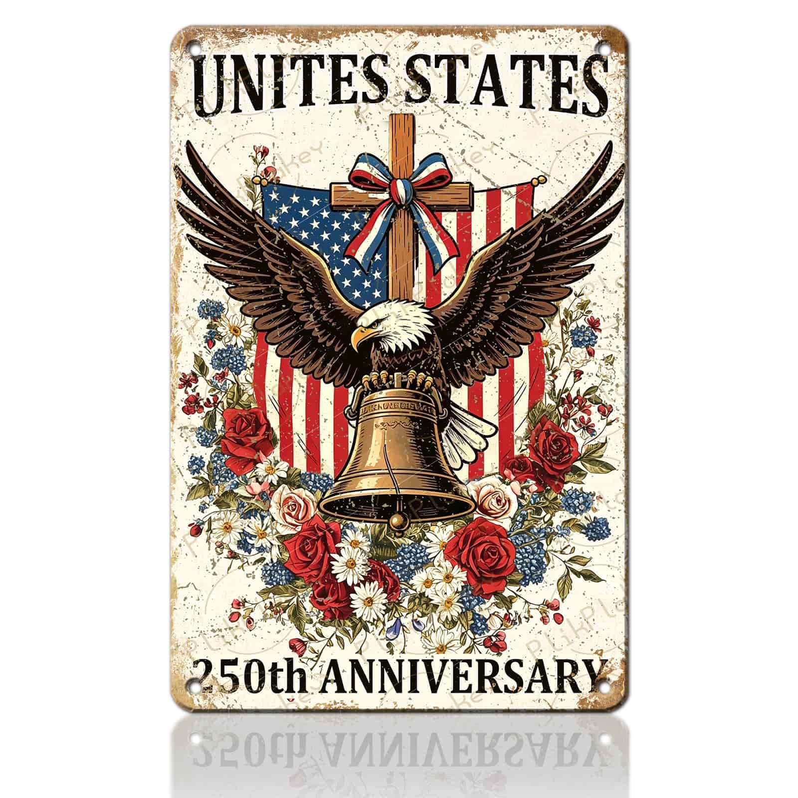 Patriotic 4th of July Tin Sign Happy Independence Day Popsicle Wall Art Vintage Retro Home Decor for Bar Living Room Bedroom Cafe Decoration 12x8 Inch