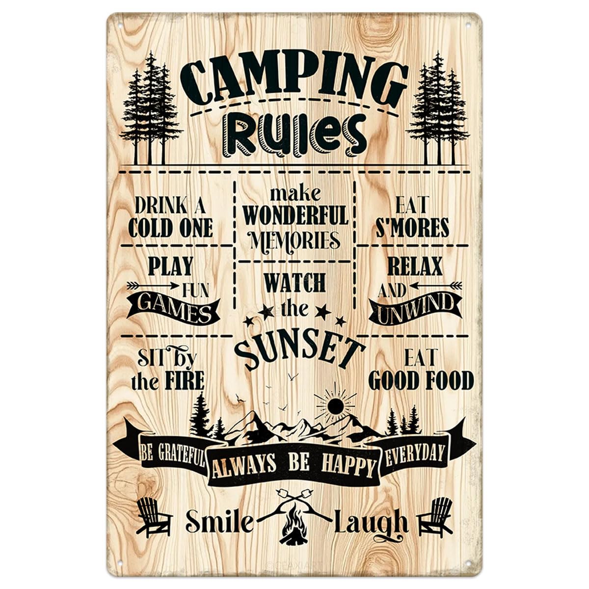 Welcome To Our Fire Pit Tin Sign Vintage Wall Decor Funny Camper Door Decorations Retro Camp Art Poster Metal Signs Hanging Plaque for Home Bar Bedroom Cafe Patio Porch Garage Pub 12X8 Inch
