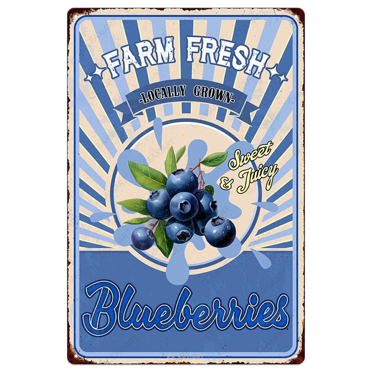 Farm Fresh Sweet Juicy Watermelon Vintage Metal Tin Sign Retro Fruit Poster Decorative Wall Art Signage Farmhouse Country Market Kitchen Bar Cafe Dining Room Home Decor 12" X 8"
