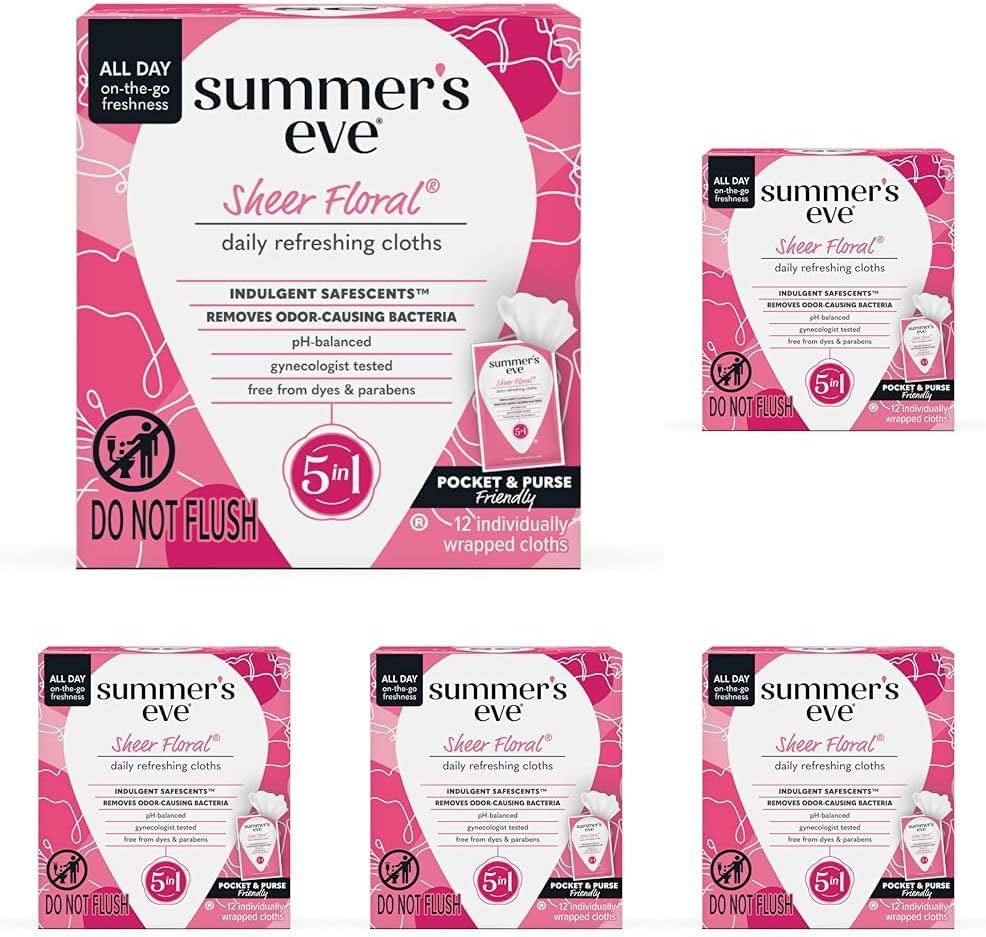 Summer's Eve Amber Nights Feminine Wipes, with Gentle pH-Balanced Formula Designed to Remove Odor, Individually Wrapped Wipes, 12 Count